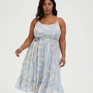 Torrid - Midi Challis Shirred Dress - Light Blue Feather